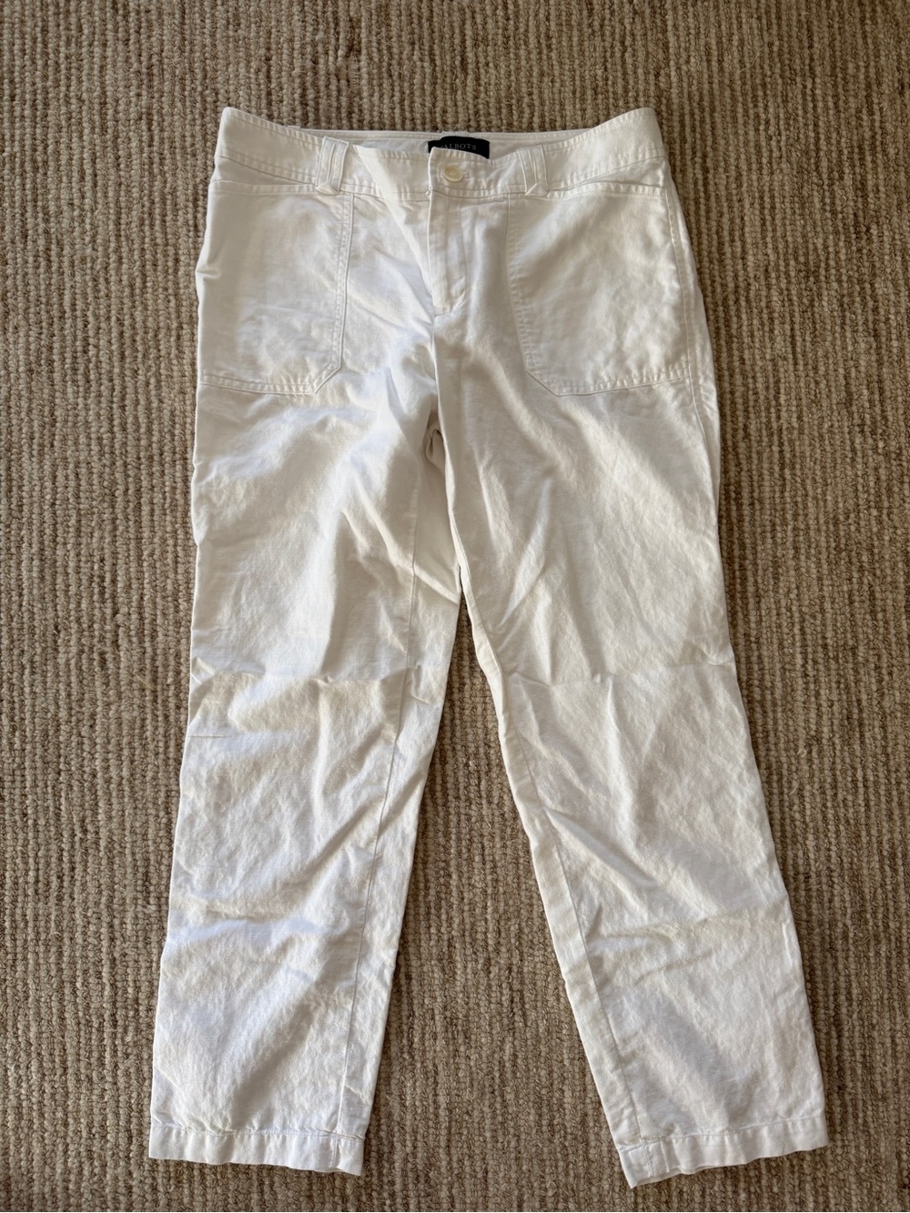 Talbots White Straight-Leg Cotton Pants